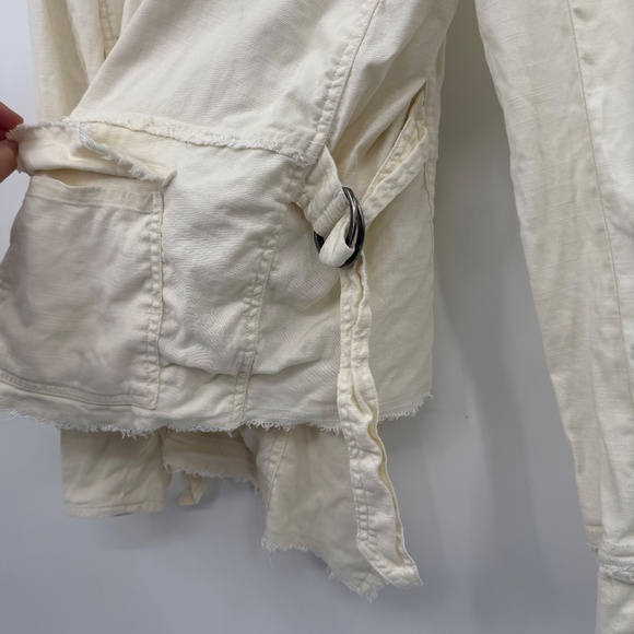 Free People Jacket Women Medium Ivory Rae Femme Linen Blend Waterfall Raw Hem - Picture 7 of 14